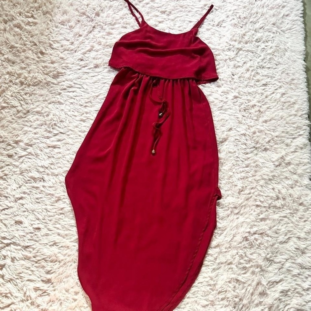 Red Flowy Ethereal Goddess Whimsical Asymetrical Dress Women M Flirty Fairy Core